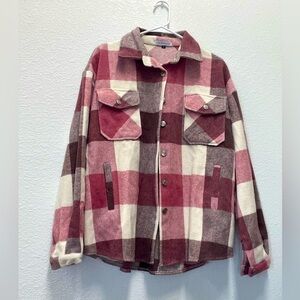Miss sparkling pink plaid shacket size large
